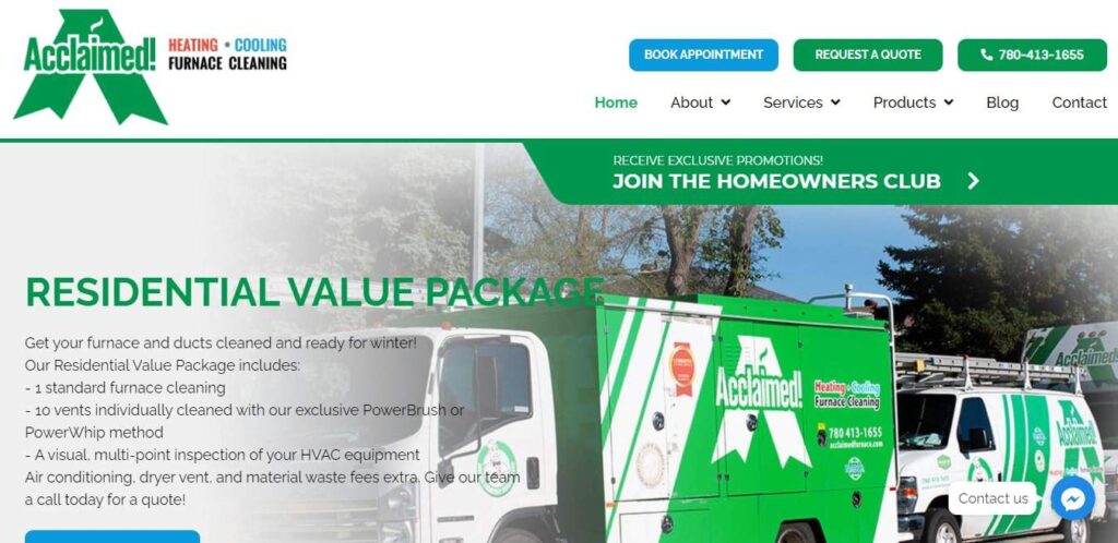 Acclaimed! Heating, Cooling, & Furnace Cleaning's Homepage