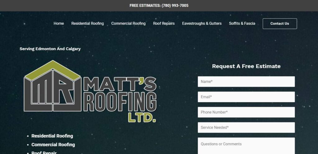 Matt’s Roofing Ltd.'s Homepage