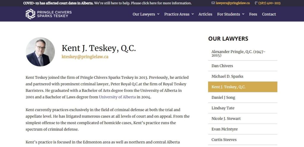 Kent Teskey of Pringle Chivers Sparks Teskey's Homepage