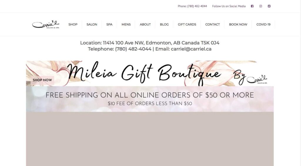 Carrie'l Salon & Spa's Homepage