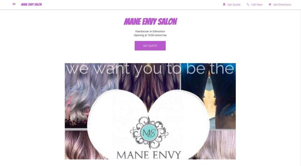 Mane Envy Salon's Homepage