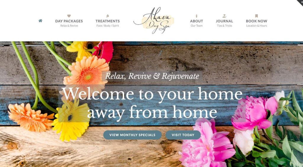 Ahava Day Spa's Homepage