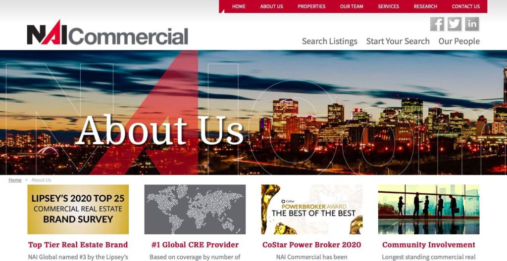 NAI Commercial Real Estate's Homepage