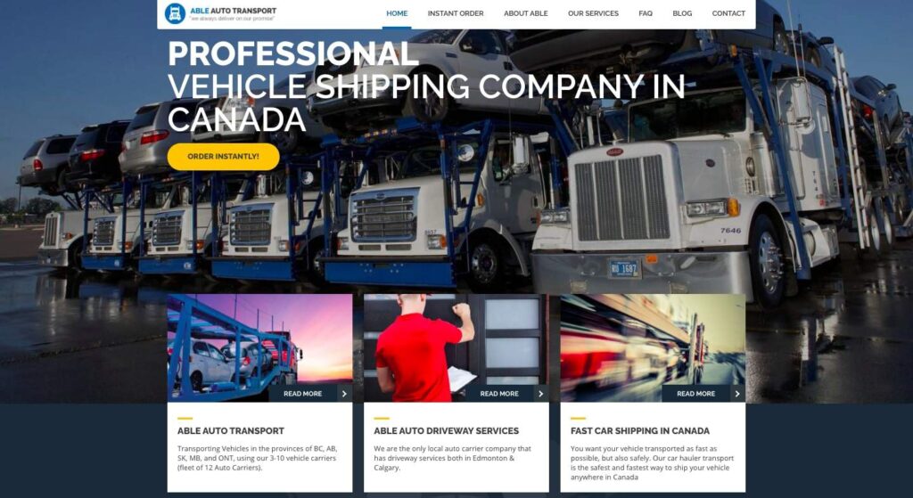 Able Auto Transport's Homepage