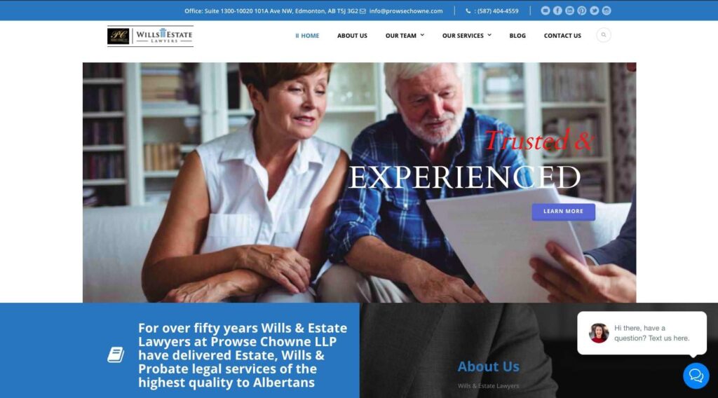 Edmonton Will & Estate Lawyers (Prowse Chowne LLP)'s Homepage