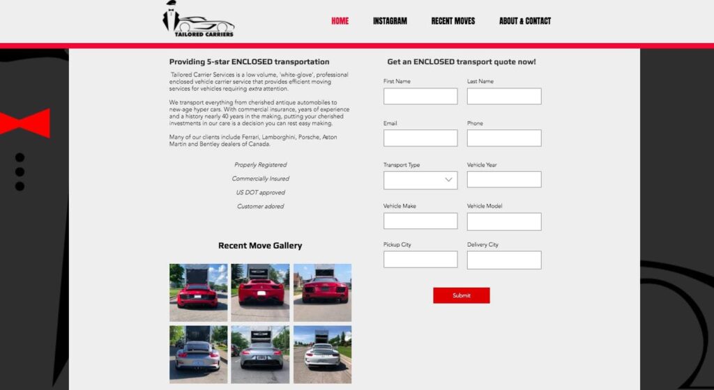Tailored Carrier Services' Homepage
