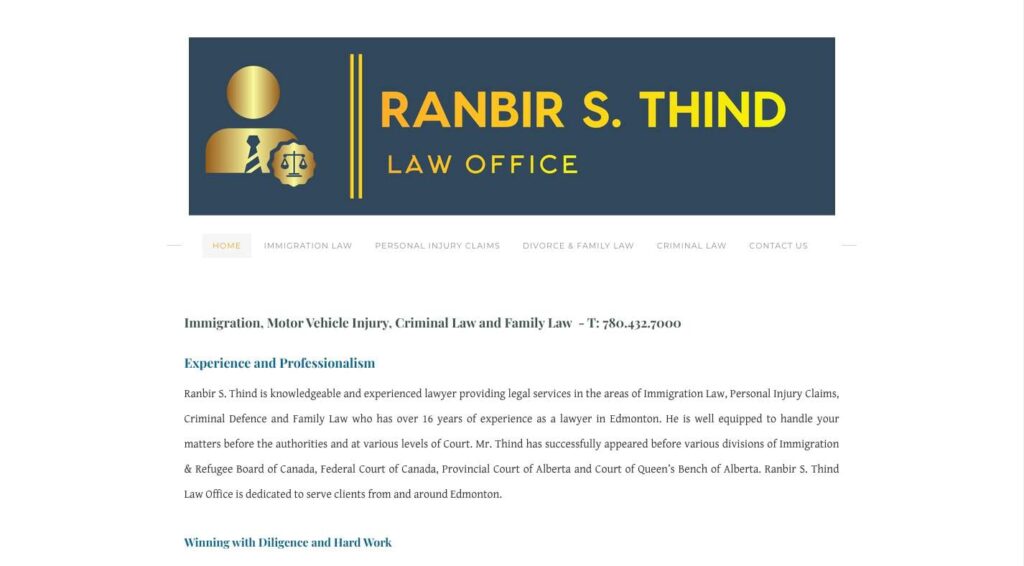 Ranbir S. Thind Law Office's Homepage