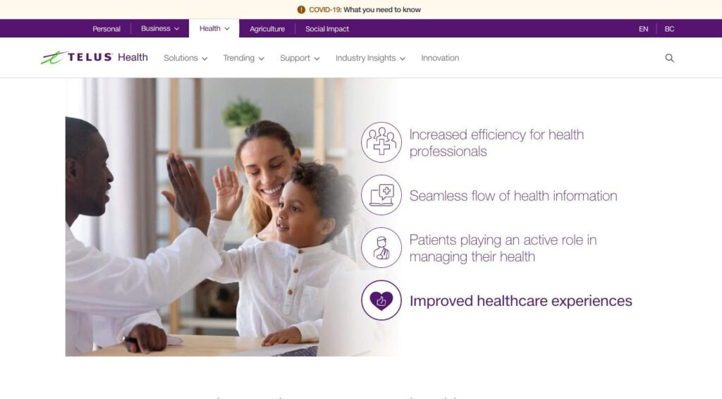 Telus Health Care's Homepage
