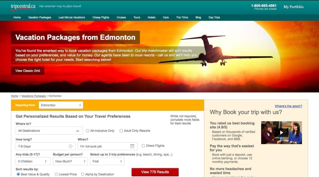 TripCentral's Homepage