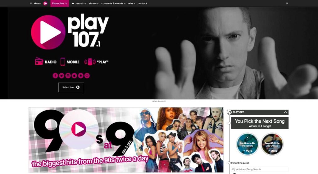 Play 107.1's Homepage
