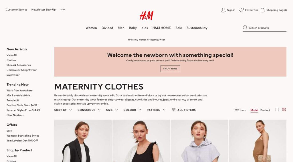 H&M's Homepage