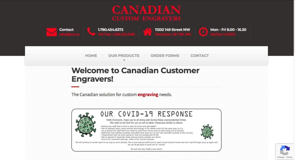 Canadian Custom Engravers' Homepage