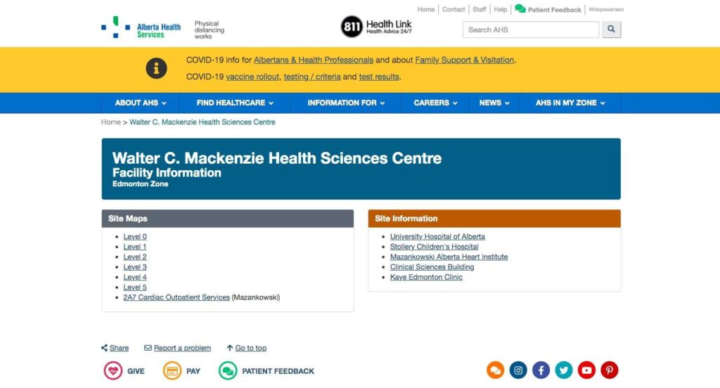 Walter C. Mackenzie Health Sciences Centre's Homepage