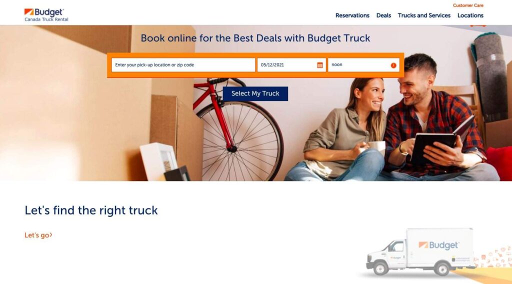 Budget Canada Truck Rental's Homepage