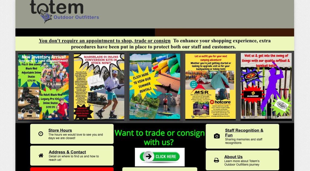 Totem Outdoor Outfitters' Homepage