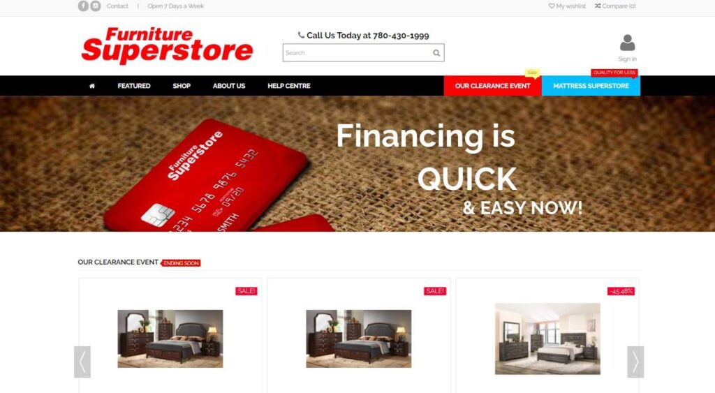 Furniture Superstore's Homepage