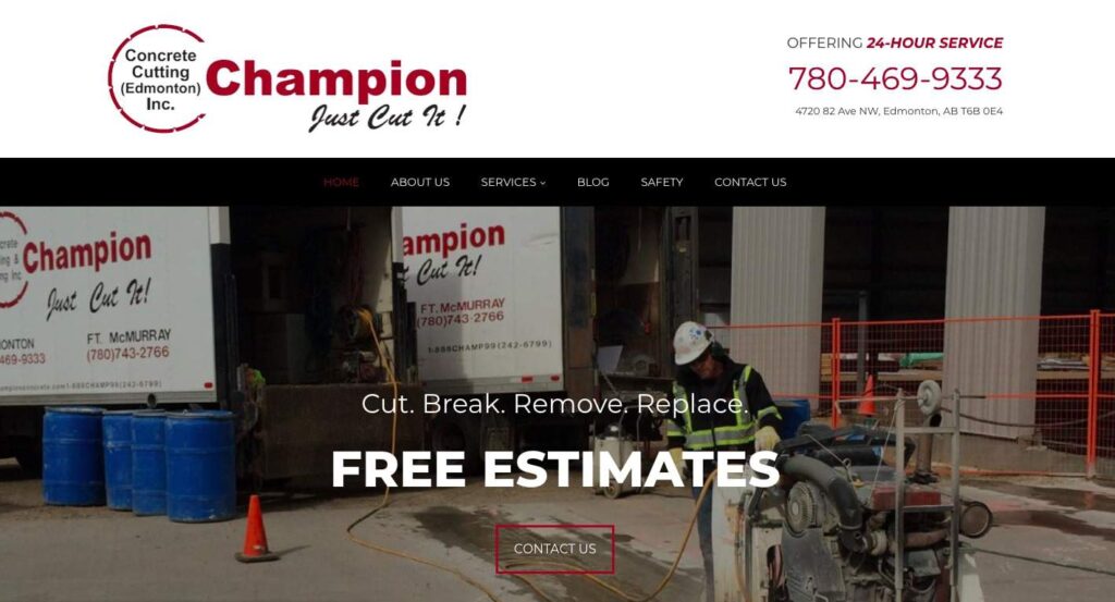 Champion Concrete Cutting LTD.'s Homepage
