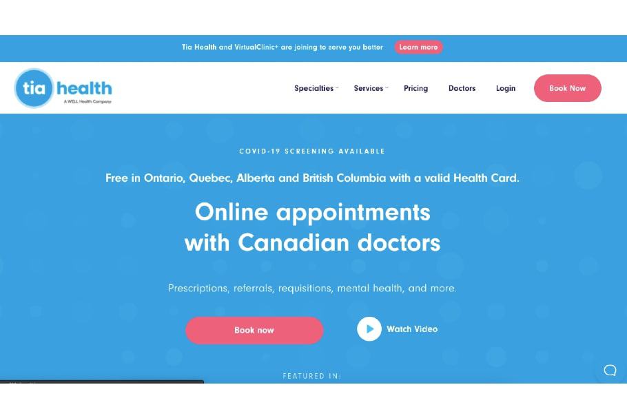 Tia Health's Homepage