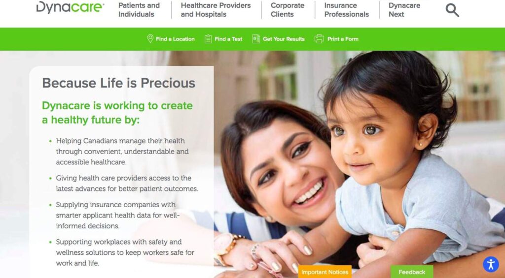 Dynacare Laboratories' Homepage