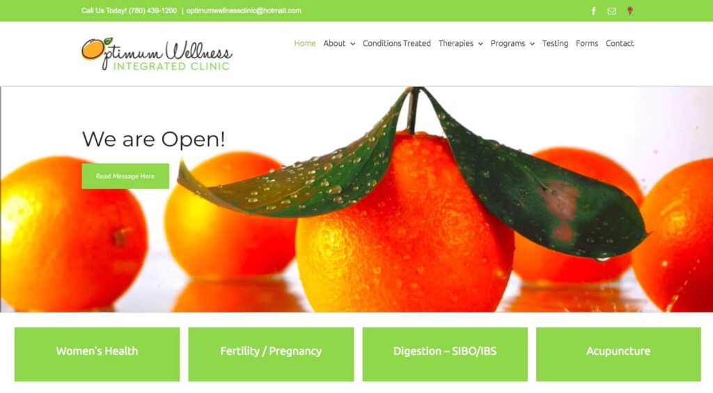 Optimum Wellness Integrated Clinic's Homepage