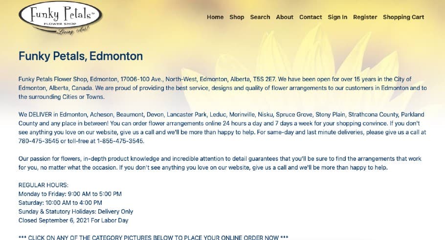 Funky Petals Flower Shop's Homepage