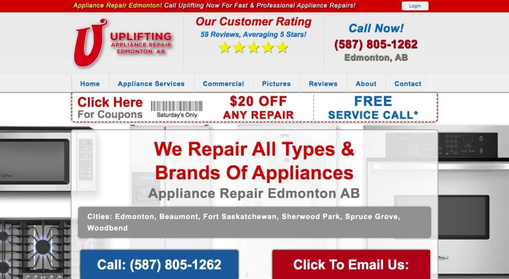 Uplifting Appliance Repair's Homepage