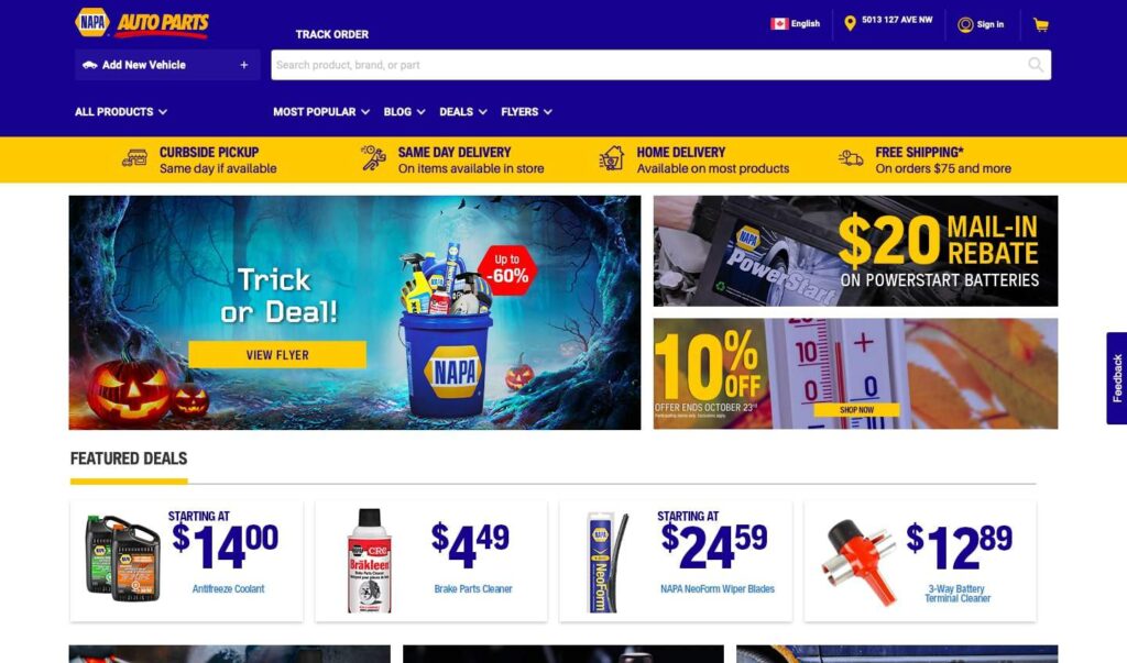 NAPA Auto Parts' Homepage