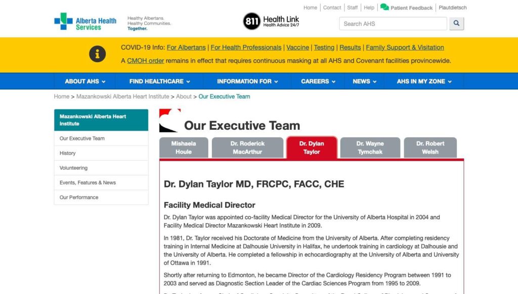 Dr. Dylan Taylor (Mazankowski Alberta Heart Institute)'s Homepage