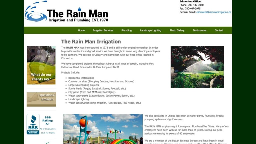 The Rain Man Irrigation and Plumbing's Homepage