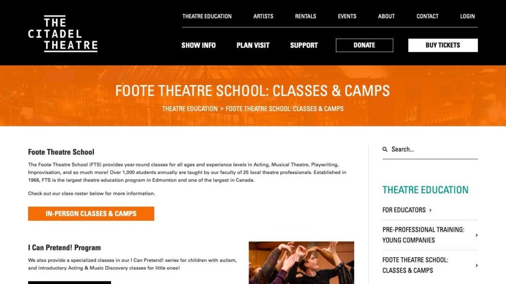 Foote Theatre School (The Citadel Theatre)'s Homepage