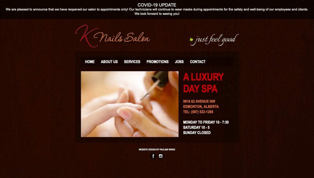 K Nails Salon homepage
