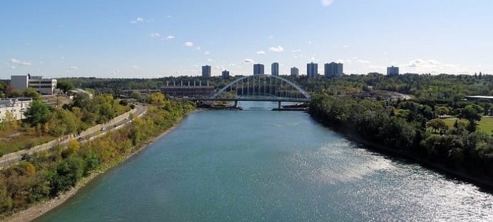 Take in the view of the North Saskatchewan River