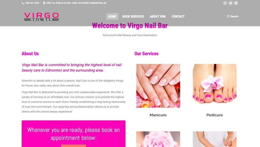 Virgo Nail Bar homepage