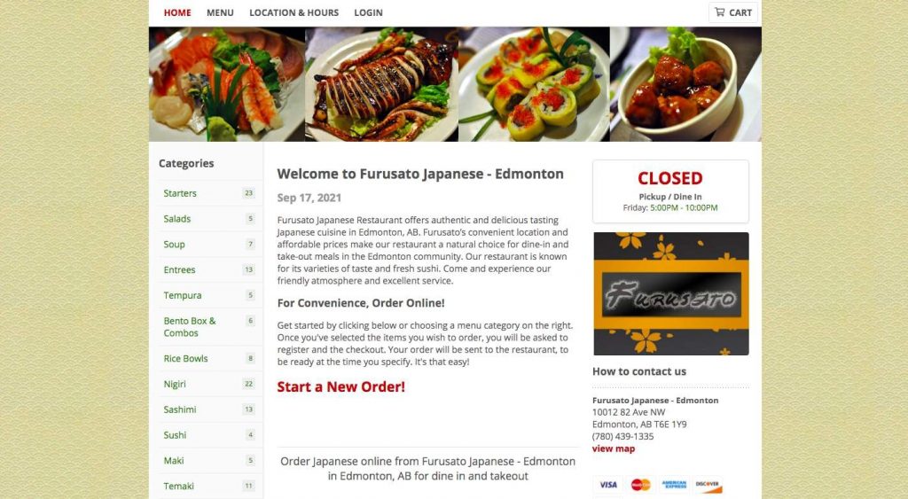 Furusato Japanese Restaurant's Homepage