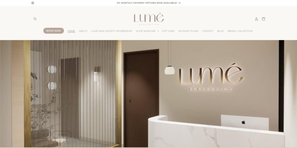 lume aesthetics clinic homepage