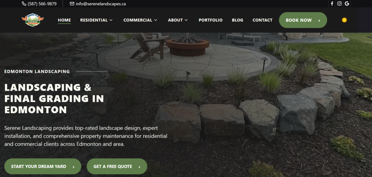 serene landscaping homepage